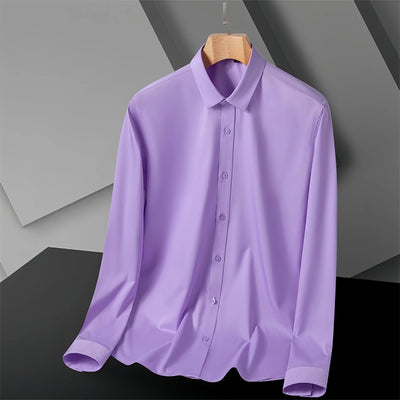 S-8XL New Bamboo Fiber Men Shirt Long Sleeve No Iron Anti-Wrinkle Casual Business Men Shirt Long Sleeve Slim Fit Camisa Social