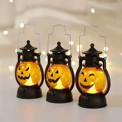 Halloween LED Pumpkin Lantern Decoration, Halloween Party Retro Lamp, Horror Ghost Festival Bar Haunted House Haloween Ornament