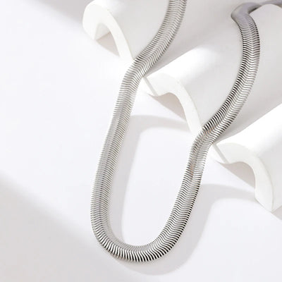 EILIECK 316L Stainless Steel Silver Color Flat Snake Bone Chain Necklace For Women New Fashion Neck Chain Jewelry Holiday Gifts