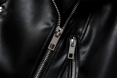 RARF 2024 Women's Spring Black faux-leather jacket Casual zipper and belt Cycling jacket Casual jacket jacket