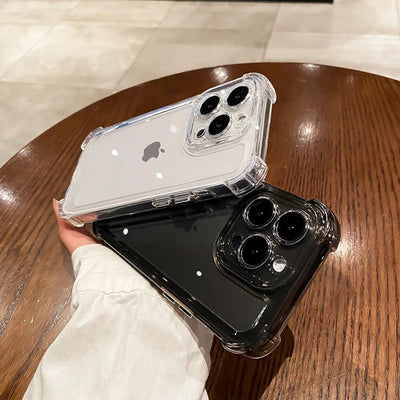 Luxury Transparent Silicone Phone Case For iPhone 16 15 14 13 12 11 Pro Max 16E XR X XS 7 8 14 15 Plus SE2 Shockproof Soft Cover
