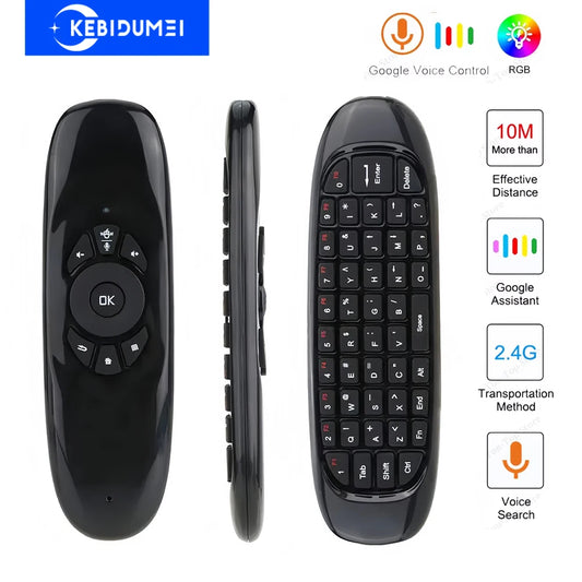 2.4G Wireless Keyboard RGB Backlit Mini Keyboard with Flying Mouse with Voice Control IR Learning for PC Projector TV BOX Laptop
