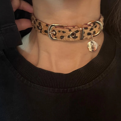 Plush Leopard Bone Necklace Choker Korean Kawaii Fashion Star Pendant Necklace Harajuku Sexy Accessories Women Y2K Jewelry Gift