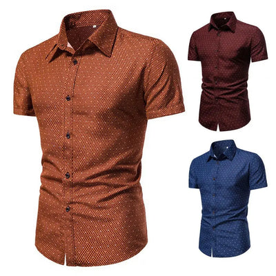 Great Summer Top Business Turn-down Collar Leisure Men Shirt  Slim Fit Men Shirt for Daily Wear