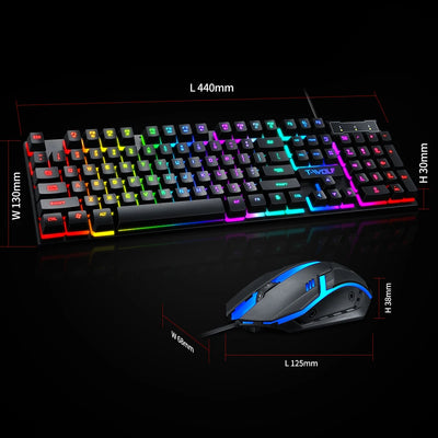 Wired 104 Keys Computer Colorful Blacklight Gaming Keyboard And Mouse Combos