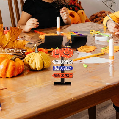 Halloween Wooden Sign Decor with Pumpkins - 