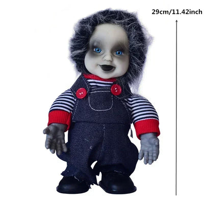 1PC Halloween Hanging Animated Decorations Talking Shaking Scary Clown with Chain Voice Control Outdoor Yard Haunted House Prop