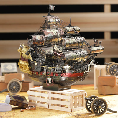 Piececool 3D Metal Puzzle The Queen Anne's Revenge Jigsaw Pirate Ship DIY Model for Teens Brain Teaser