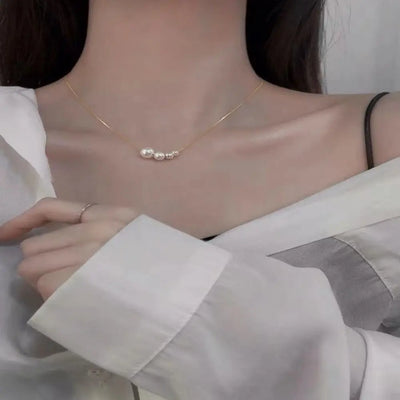 Fashion Alloy/Titanium Steel Pearl Wrapped Double-layer Necklace Bilayer Pearl Pearl Necklace Double Layered Necklace Women