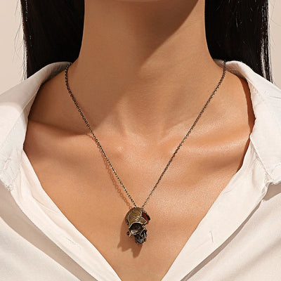 Incomplete Skull Face Necklace for Women Men Vintage Punk Skeleton Face Pendant Chain Choker Jewelry Accessories Gift Cool Thing