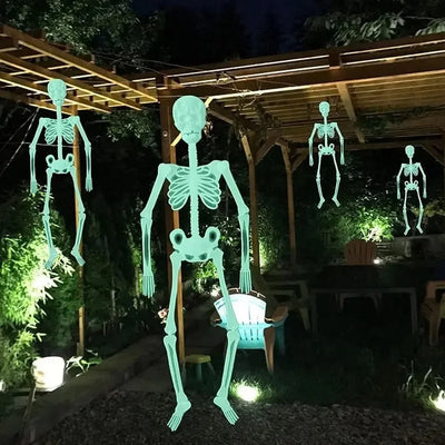 Scary Halloween Decoration Halloween Props Luminous Hanging Decoration Outdoor Party Horror Luminous Movable Skull Skeleton