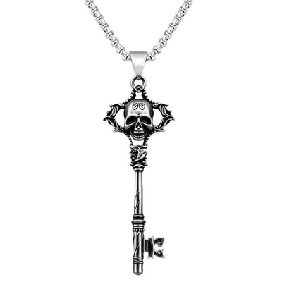 Skull Key Necklace, Gothic jewelry, Retro, Pagan, Alternative, Witchcraft accessories, Mysteriou, Bone Key, Choker For Women Man