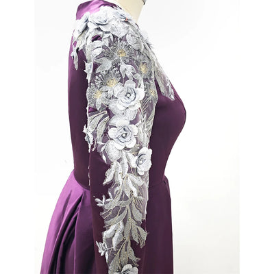 Chic Appliques Draped Evening Dresses for Pretty Women Long Sleeve Floor Length O-Neck Dreaped Gowns Special Event Vestidos 2025