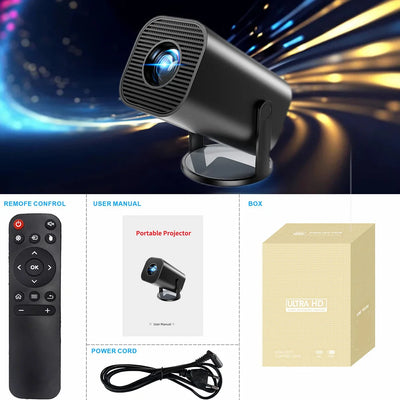 Miniproyector inteligente 4K Android 12.0 720P nativo 1280*720P Dual WIFI6 BT5.0 Proyector de cine portátil para exteriores con rotación de 180°