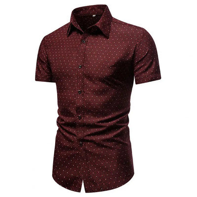 Great Summer Top Business Turn-down Collar Leisure Men Shirt  Slim Fit Men Shirt for Daily Wear