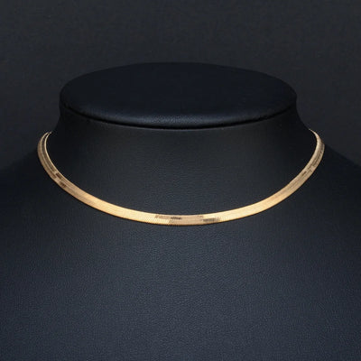 Real gold plating 24K Gold Necklace 4MM/40-45-50-55CM Blade Necklace Snake Bone Chain Men's & Women's Jewelry Gifts