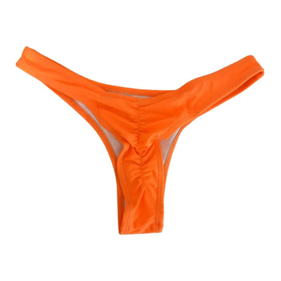 Fashion Ladies Thong Swim Trunks Multiple Colors Solid Color Pleated Thong Swimwear Women Swim Trunks Bikini Swimwear