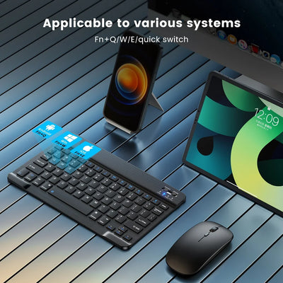 Mini Bluetooth Keyboard And Mouse Set Spanish Russian Keyboards Bluetooth Wireless Keyboard Rechargeable 10 Inch For iPad Tablet