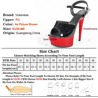 New 2025 Summer Fashion Sandals Sexy Open Toe 15CM High Heels Party Dress Nightclub Women Shoes Black Red Fetish Women Shoes