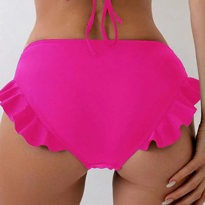 Women Swim Trunks High-Waisted Ruffle Trim Bikini Bottoms Breathable Quick-Drying Tummy Control Woman Swimwear For Beach