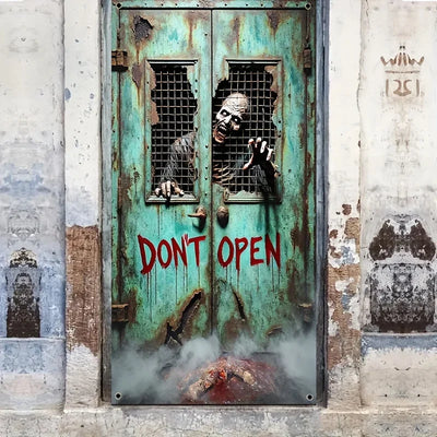 1pc Halloween Banner Flat Horror Skeleton Zombie Hanging Door Curtain Polyester Party Background Decoration Festive Decoration