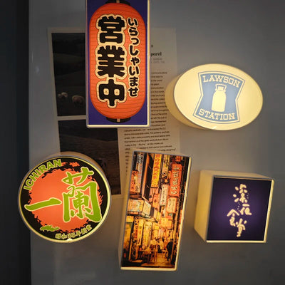 Japanese Magnetic Fridge Stickers Light Signs Tokyo Osaka Luminous Light Box Creative Refrigerator Sticker Magnets Home Decor