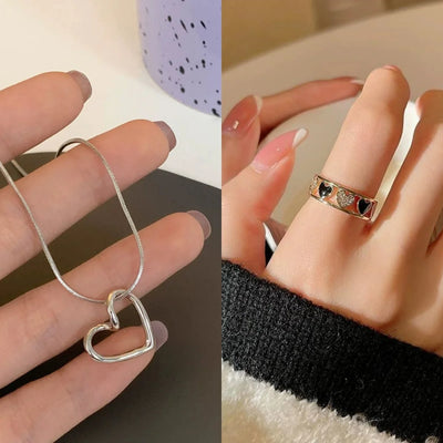 Korean Fashion Necklace for Women Heart Shaped Necklace Pendant Temperament Clavicle Chain Birthday Party Jewelry Gift 목걸이