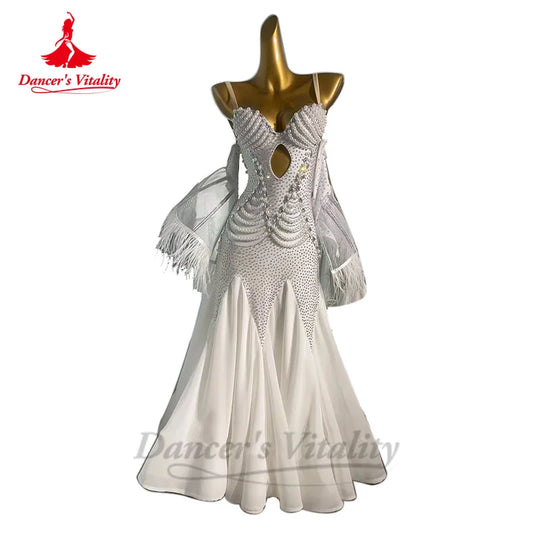 Ballroom Dance Performance Clothes for Women Hand Made Senior Modern Social Dancing Competiton Dress Adult Child Waltz Dresses