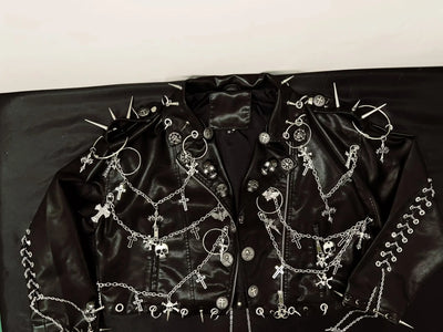 vintage Jacket Skull Jacket y2k Jacket y2k fashion  gothic Jacket gothic clothes y2k clothes Cross Jacket  Punk  Leather Jacket