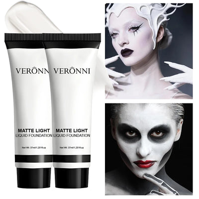 Professional White Face Foundation-Waterproof,Matte Finish,for Photography,Clown,Gothic Makeup,24H Wear,Natural Look Cosmetics
