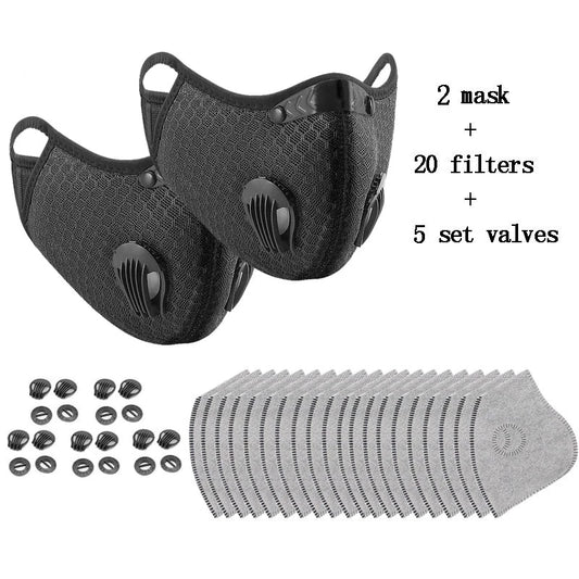 Cycling Face Mask with Filter Big Size Dust Mask Sport Washable Reusable Summer Face Mask for Men Bandana Actived Carbon Filters