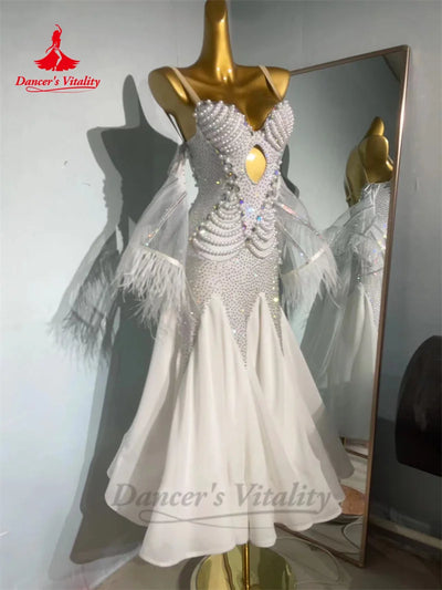 Ballroom Dance Performance Clothes for Women Hand Made Senior Modern Social Dancing Competiton Dress Adult Child Waltz Dresses
