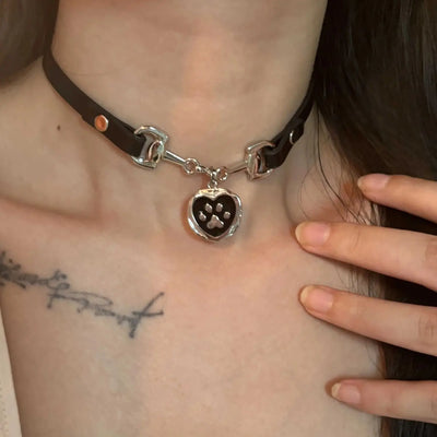 Plush Leopard Bone Necklace Choker Korean Kawaii Fashion Star Pendant Necklace Harajuku Sexy Accessories Women Y2K Jewelry Gift
