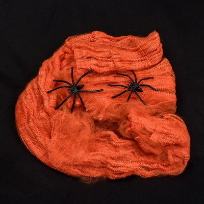 1set Halloween Decoration For Bar Haunted House Halloween Scary Party Scene Props White Stretchy Cobweb Spider Web Horror