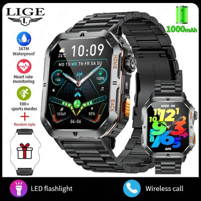 LIGE New Smart Watch Men 1000mAh Extra Large Battery 3ATM Professional Waterproof 2.01