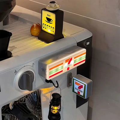 Creative Magnetic Fridge Stickers Coffee Shop 711 Luminous Label Convenience Store Signs Refrigerator Sticker Kitchen Decoration