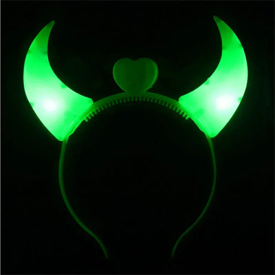 Halloween Decoration Devil Horn Luminous Hairhoop Led Hairband Flashing Glow Headress Light Up Hair Access Cosplay Glowing Prop