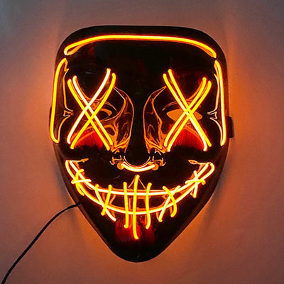 Led Mask Halloween Party Masque Masquerade Masks Neon Light Mask Mascara Horror Maska Glowing Purge Mask Glow In The Dark