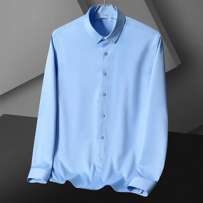 New short sleeved men's shirt Long sleeved spring/summer formal business casual high quality silky slim wear fashion