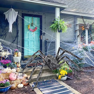 Luminous Halloween Spider Scary Big LED Spider Web Haunted Indoor Outdoor Halloween Decorations Props