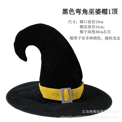 Halloween Witch Party Decoration Gauze Hat Ghost Festival Wizard Hat Dress Up Trick or Treat Kids Happy 2025 Halloween Day Hats