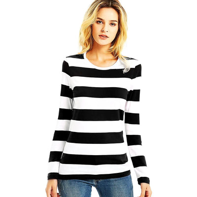 Red White Striped T Shirt for Women Round Neck Long Sleeve Tees for Women Colorful Stripes Summer Casual Autumn