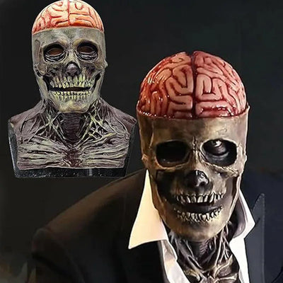 Full Head Skeleton Headgear Halloween Scary Mask Head Realistic Latex Mask for Cosplay horror Party Costume haunted house props