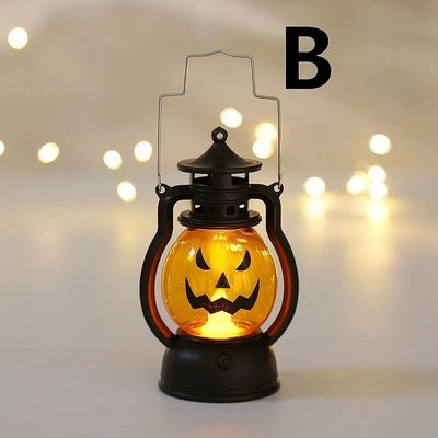 Halloween LED Pumpkin Lantern Decoration, Halloween Party Retro Lamp, Horror Ghost Festival Bar Haunted House Haloween Ornament