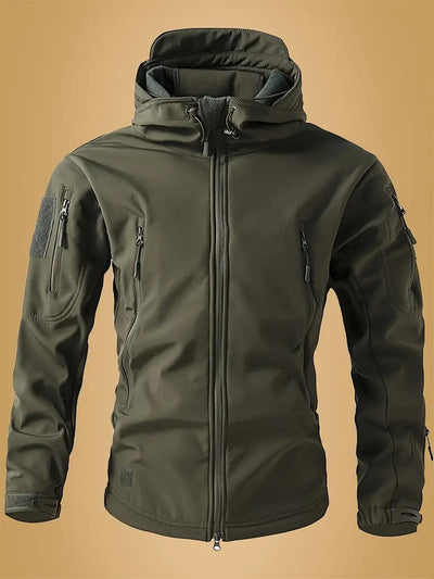 2025 New Fashionable Shark Skin Soft Shell Jacket Men's Tactical Windproof Waterproof Jacket Men's Jacket Hooded Jacket