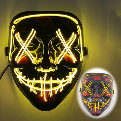 Led Mask Halloween Party Masque Masquerade Masks Neon Light Mask Mascara Horror Maska Glowing Purge Mask Glow In The Dark