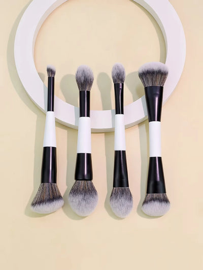 4 Double-Headed Makeup Brushes, Multi-Functional Makeup Brush, Blush Brush, Foundation Brush, Loose Powder Brush, Highlight Brush, Nose Shadow Brush, Concealer Brush, Blush Brush, Gift for Ladies and Girls