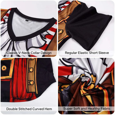Pirate Shirt Costume Women V Collar Fun 3D Print Graphic Novelty Clothing