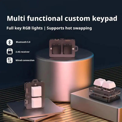 2 Keys Mini Custom Bluetooth Keyboard With RGB Light Hot-swappable Copy Paste Wireless Macropad Gaming Keypad