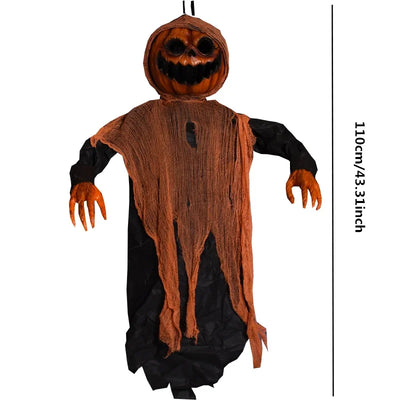 1PC Halloween Hanging Animated Decorations Talking Shaking Scary Clown with Chain Voice Control Outdoor Yard Haunted House Prop